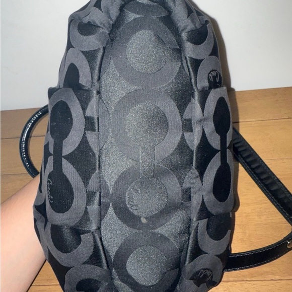 Coach Madison Signature Black Canvas Leather Zip Top Handle Satchel - Picture 4 of 8